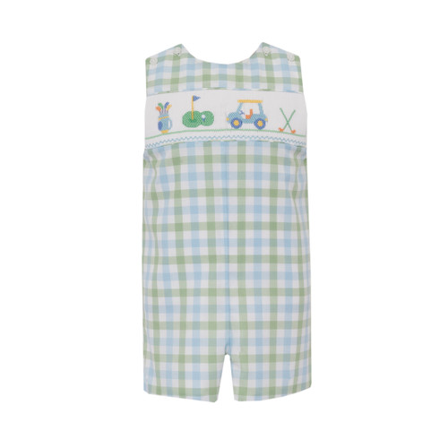 Blue and Green Gingham Golf Smocked Jon Jon