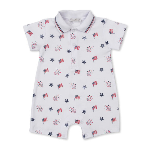 Collared Star-Spangled Freedom Short Playsuit
