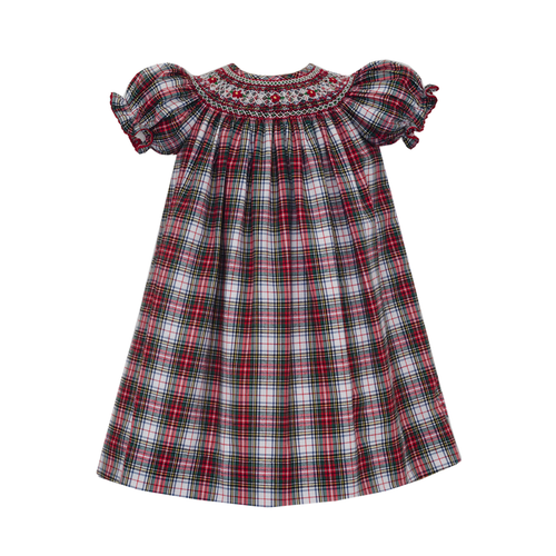 Red & White Plaid Short Sleeve Bishop Dress
