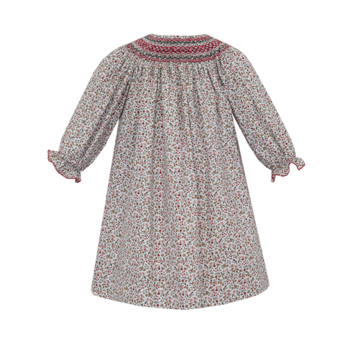Red & Pink Floral Bishop Dress