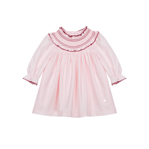Elegant Pink Dress with Ruffled Collar