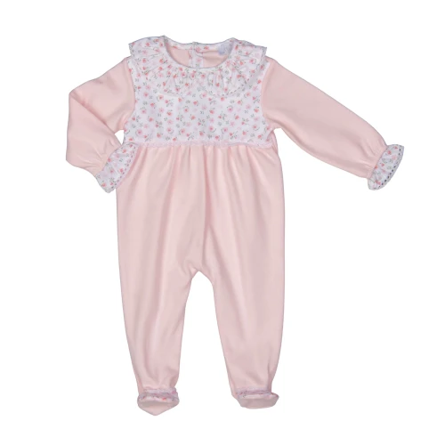 Pink Floral Chest Collared Footie | Registry Item For J+S