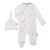 White Serene Safari Embroidered Footie + Hat Set