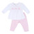 Pink Bunny Smocked Collared Girl 2pc Pant Set