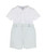 White Top With Blue Gingham Shorts Set