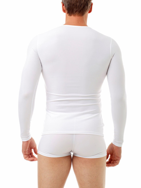 Men’s Microfiber Compression Long Sleeve Crew Neck Shirt | Performance Rash Guard & Shaper – 3 Pack