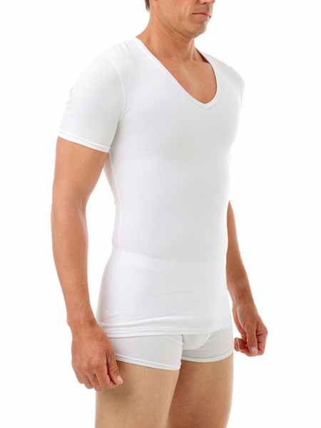 Men’s Cotton Concealer Compression V-Neck T-Shirt – Chest & Tummy Control