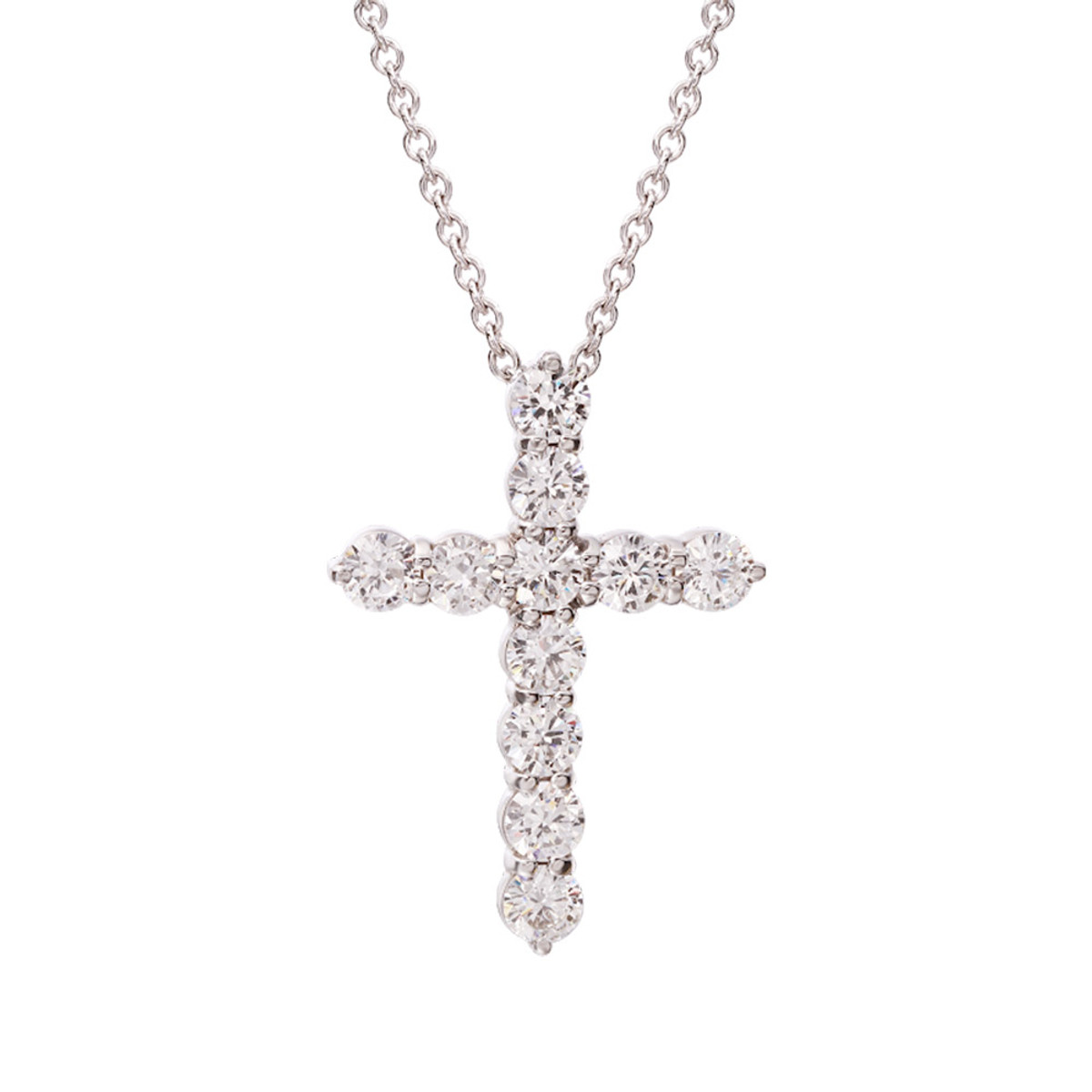 Hyde Park Collection 18K White Gold 11-Diamond Cross Necklace Product Image
