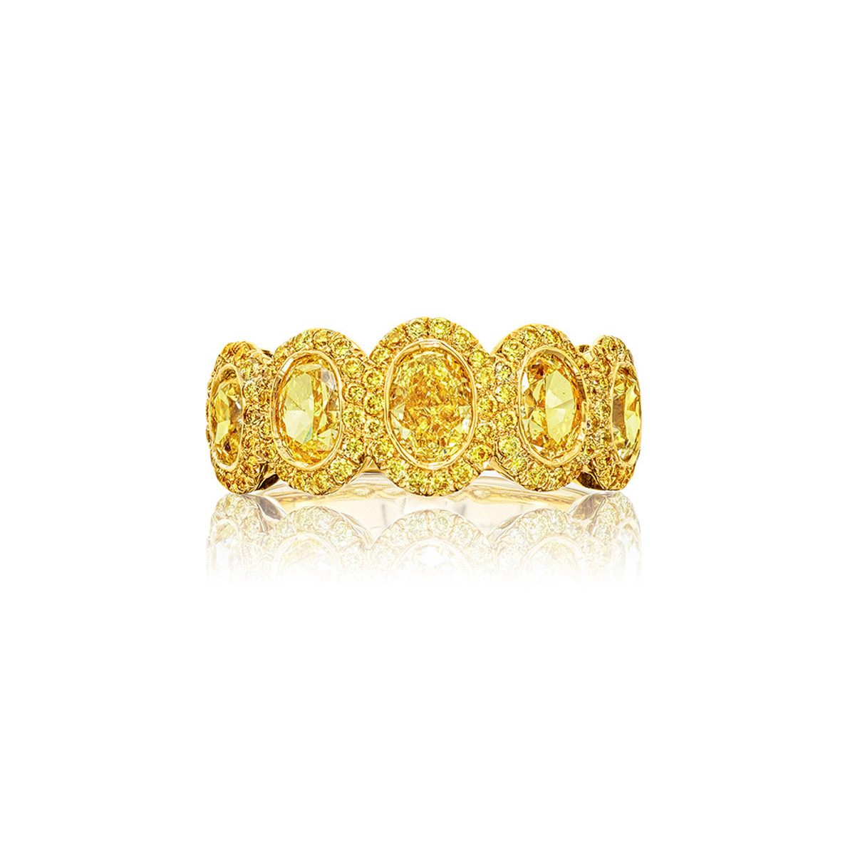 JB Star Collection Yellow Gold Yellow Diamond Halo Band-DANVB6035