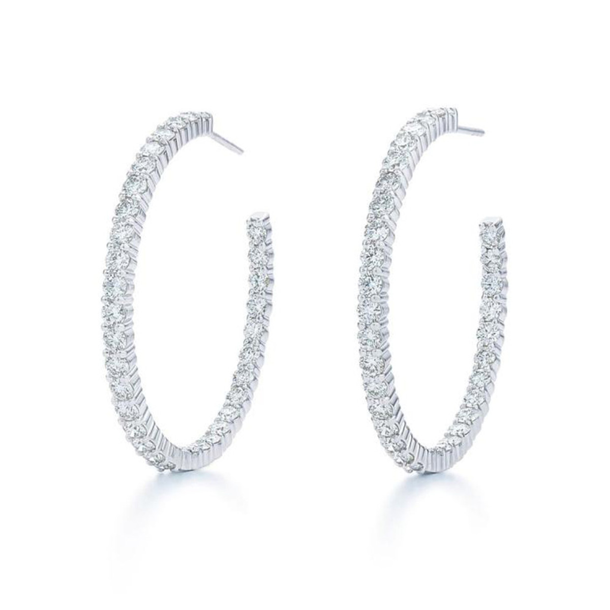 Kwiat 18K White Gold In-Out HoopDiamond Earrings-DEOCF3077