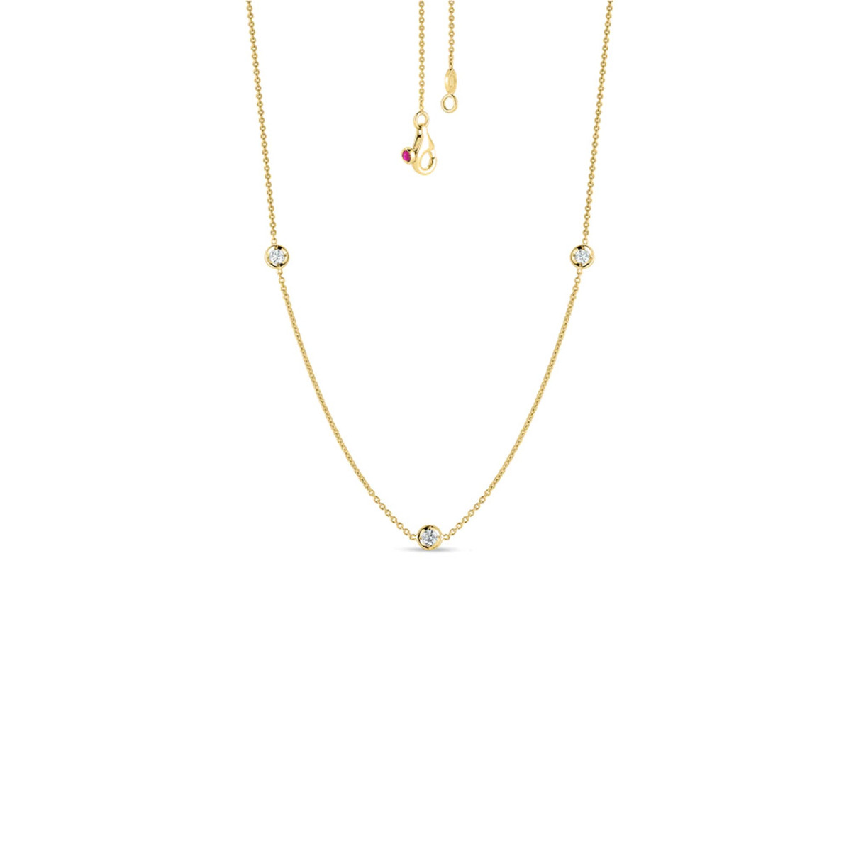 Roberto Coin Diamonds By Inch 18K Yellow Gold & Diamond 3 Station Necklace-DNKFY1067 Product Image