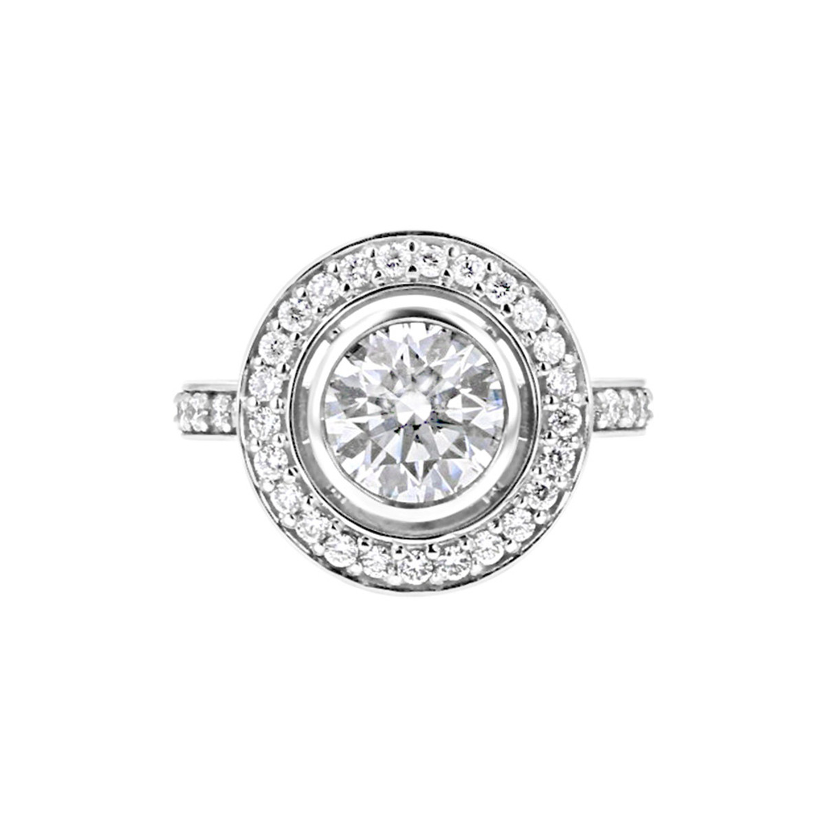 Engage 19KT White Gold & 1.50CT GIA Diamond Solitaire Halo Engagement Ring-DSCRD0438 Product Image