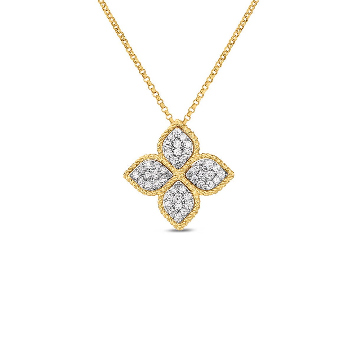 Roberto Coin Princess Flower 18K Yellow Gold & Diamond Large Pendant-DNKFY6556 Product Image