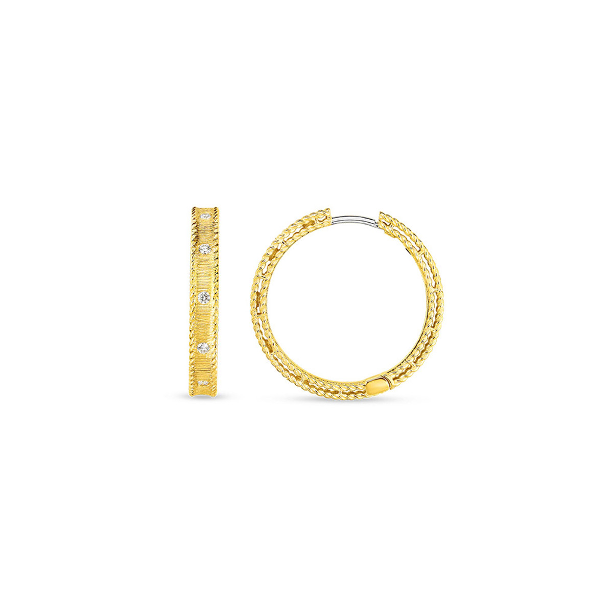Roberto Coin Princess 18K Yellow Gold & Diamond Hoop Earrings-DEQTF1509