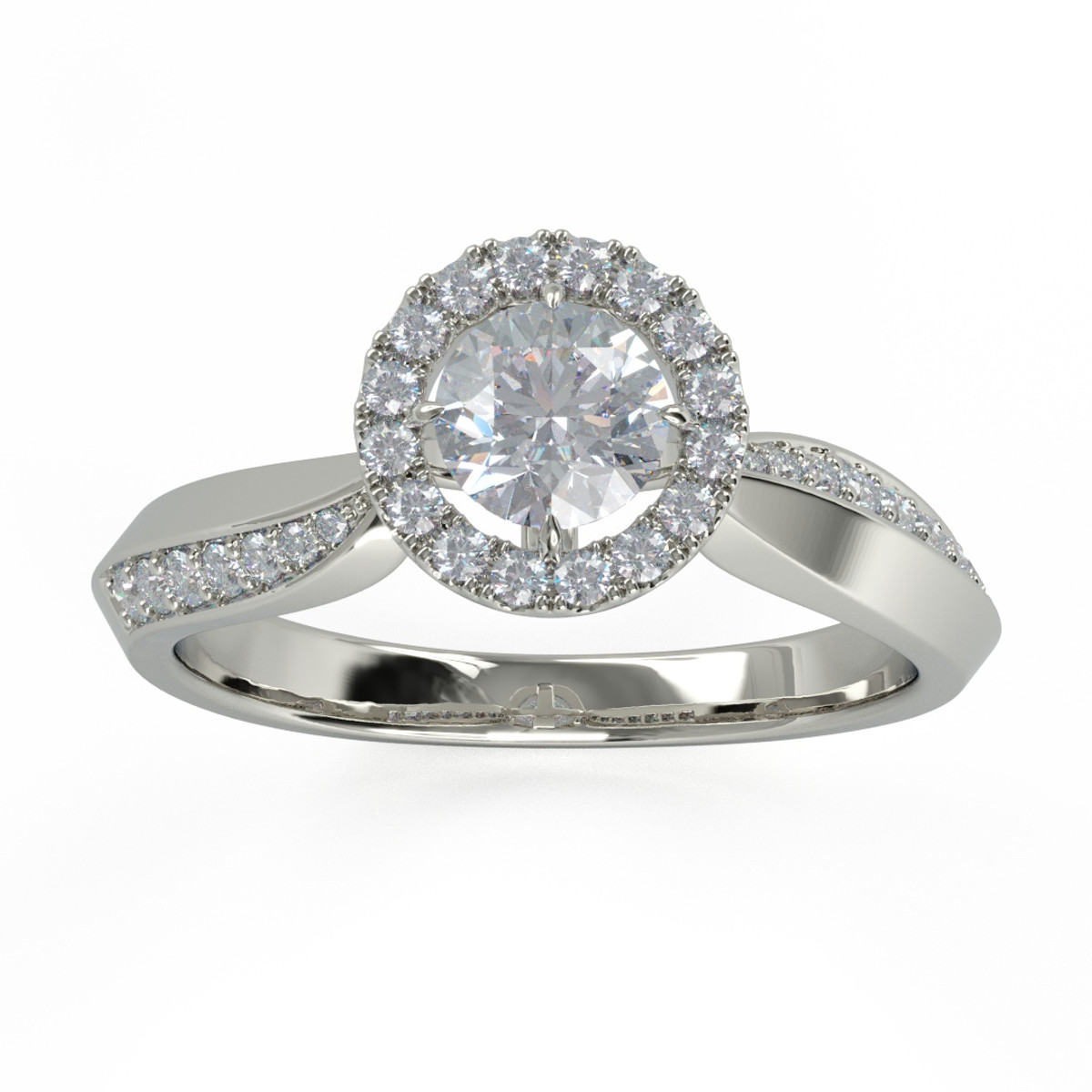 Engage 18KT White Gold & 0.32CT Diamond Solitaire Halo Engagement Ring Product Image