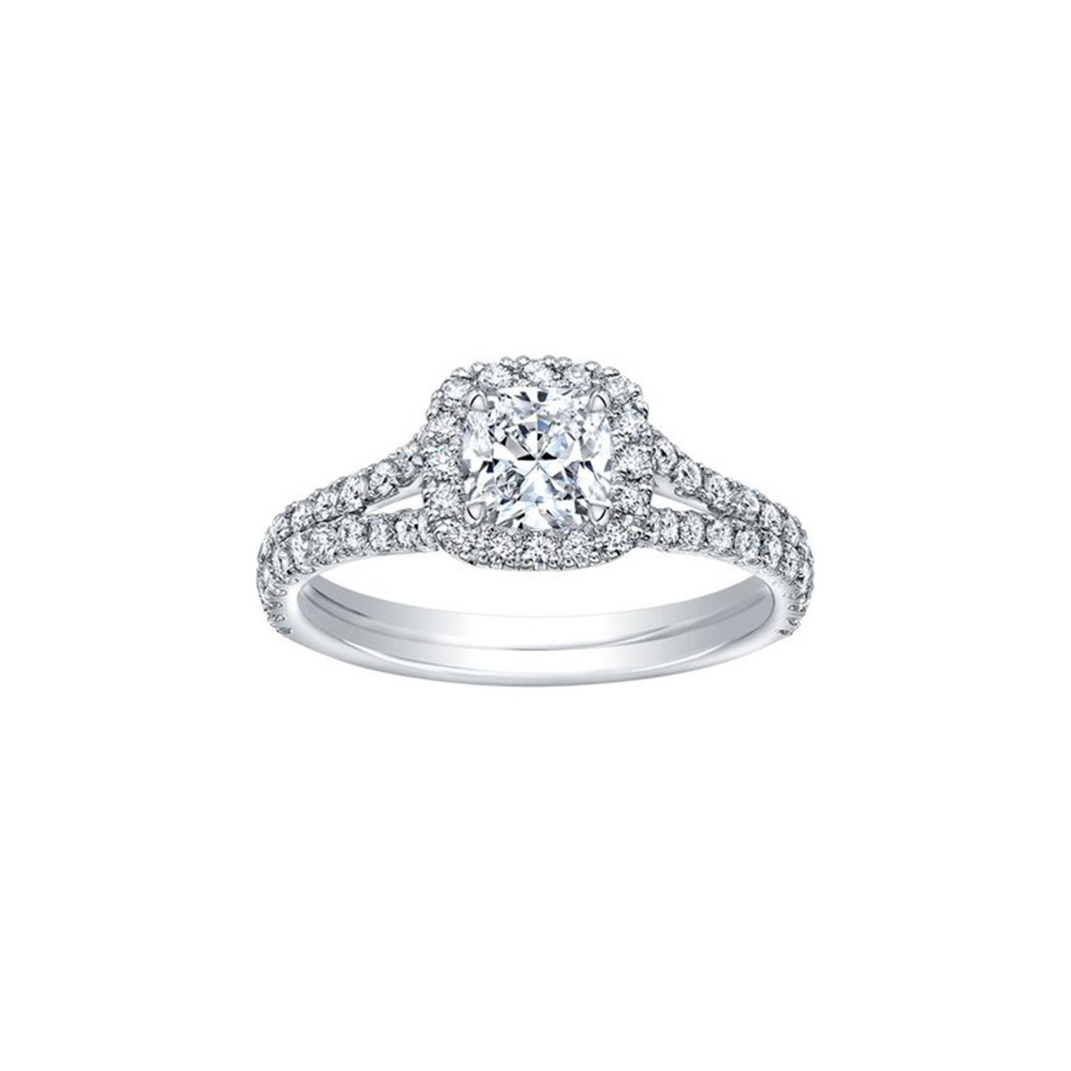 Hyde Park Collection 18K White Gold Halo Diamond Engagement Ring-DSHFF0286 Product Image