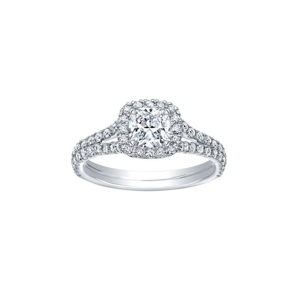 Hyde Park Collection 18K White Gold Halo Diamond Engagement Ring-DSHFF0286