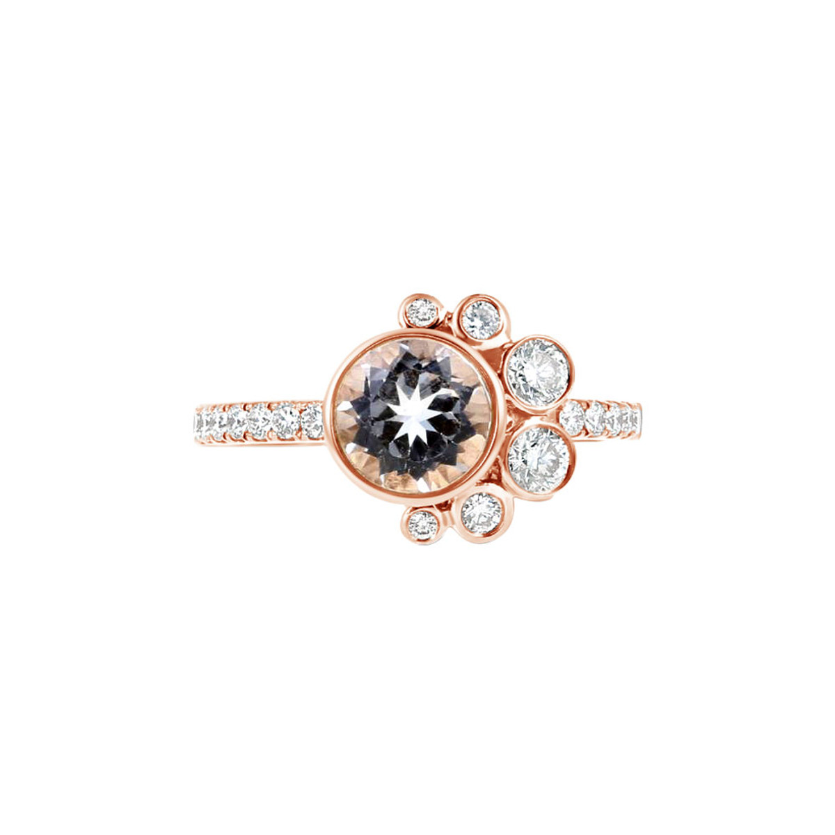 Little Bird 18KT Rose Gold, Diamond & Topaz Bezel Half-Halo Engagement Ring-DCSPR1602 Product Image
