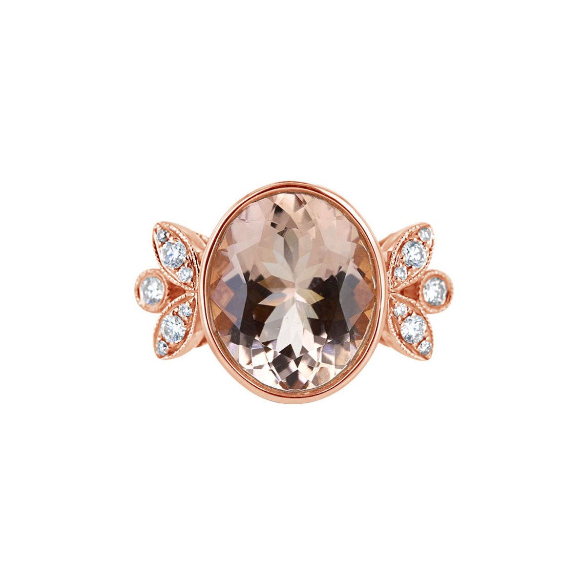 Little Bird 18KT Rose Gold, Diamond & Morganite Bezel Engagement Ring-DCSPR1586 Product Image