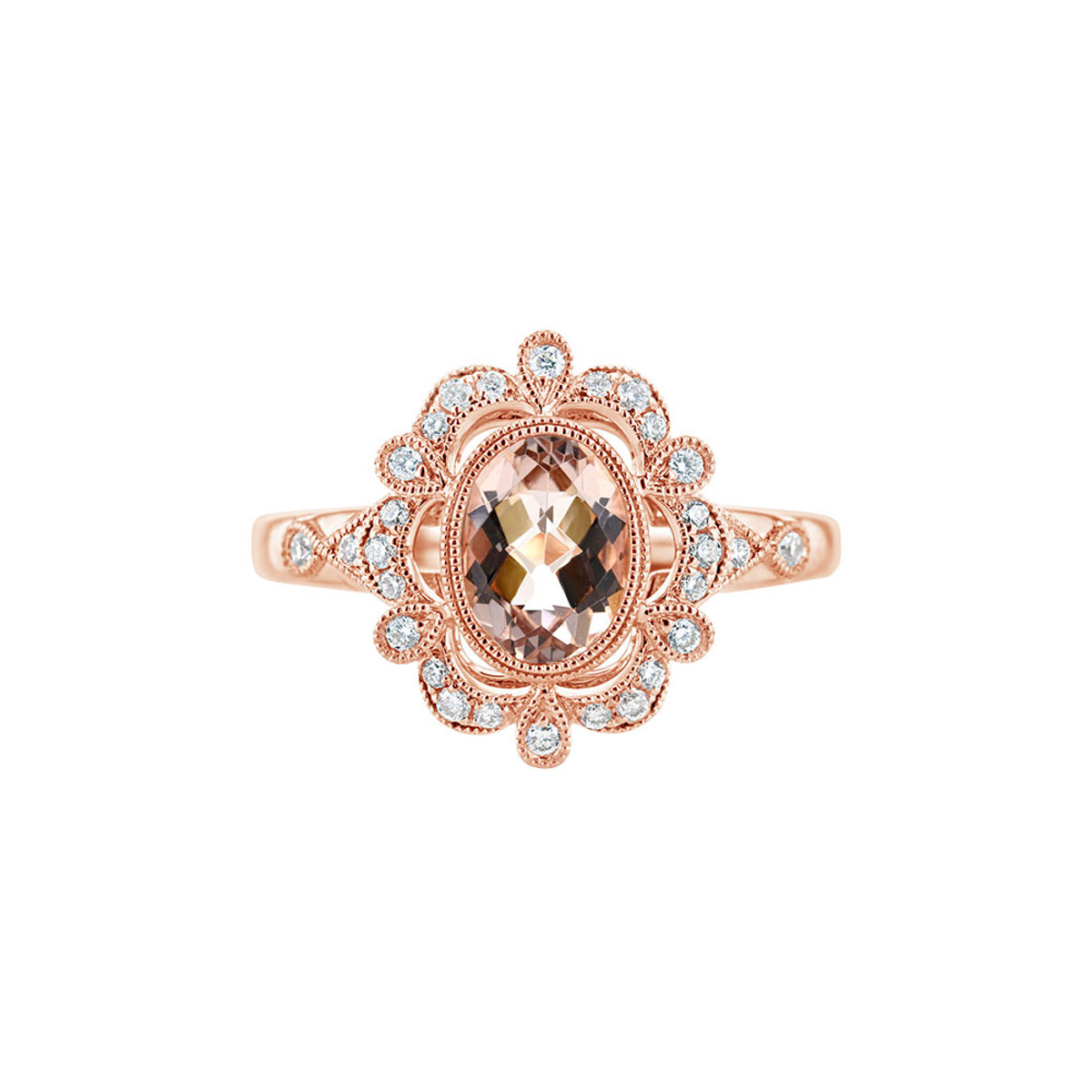 Little Bird 18KT Rose Gold, Diamond & Morganite Lace Halo Engagement Ring-DCSPR1581 Product Image