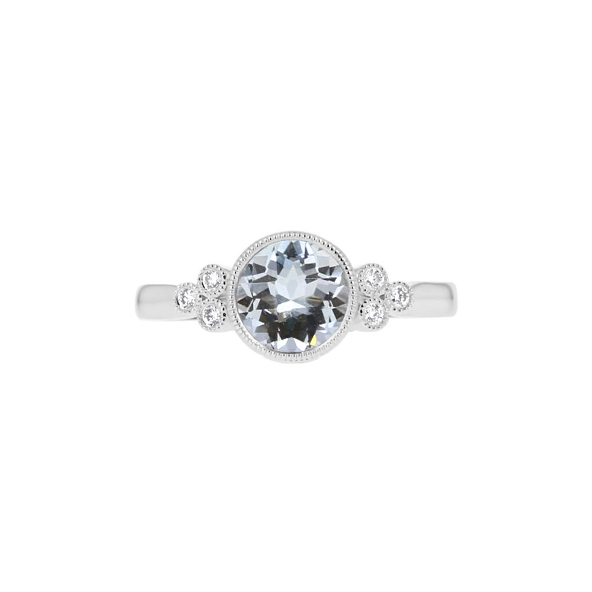Little Bird 18KT White Gold, Blue Topaz & Diamond Bezel Engagement Ring-DCSPR1622 Product Image