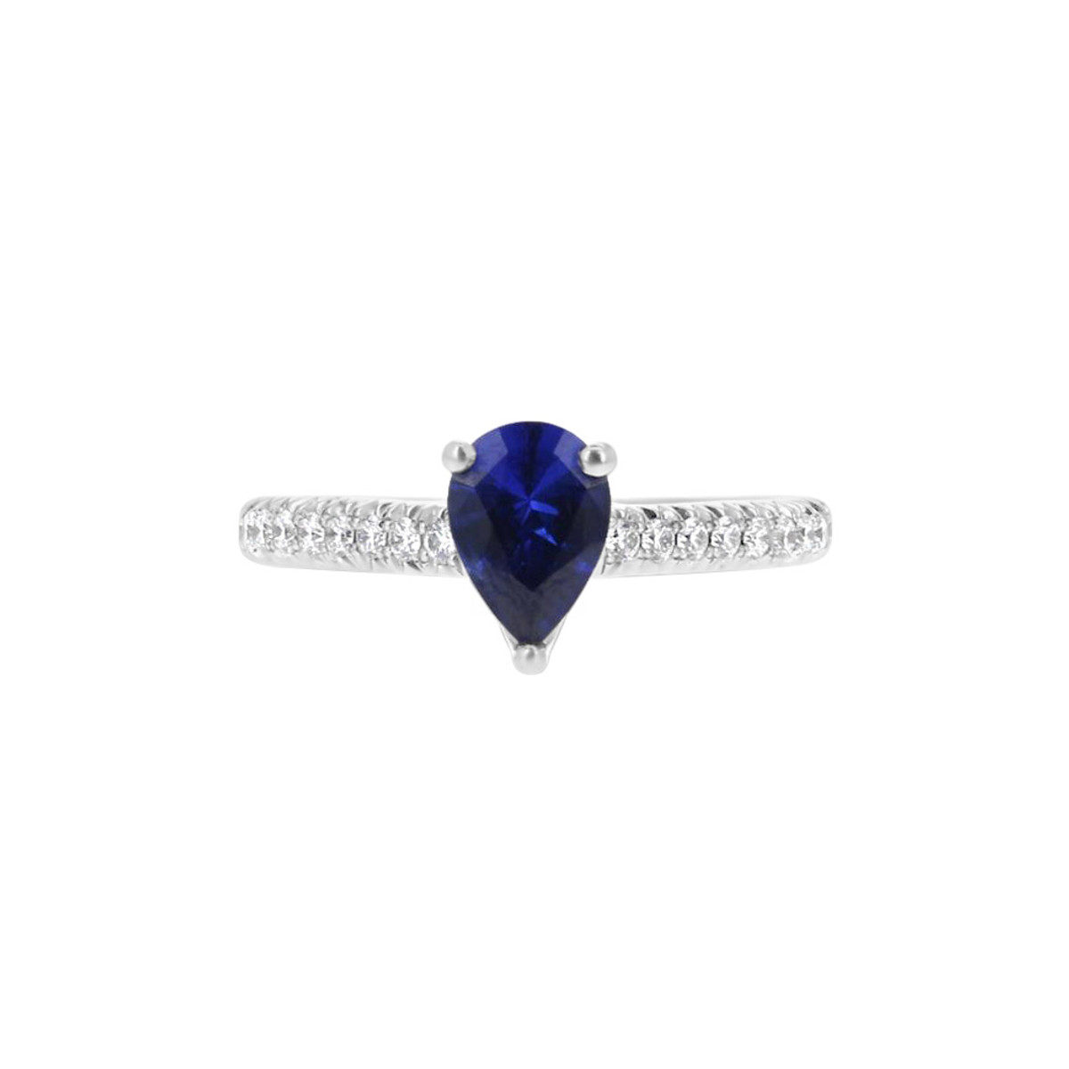 Engage By Hyde Park 18K White Gold 0.97ct Pear Sapphire & Diamond Ring-DCQTS0256 Product Image
