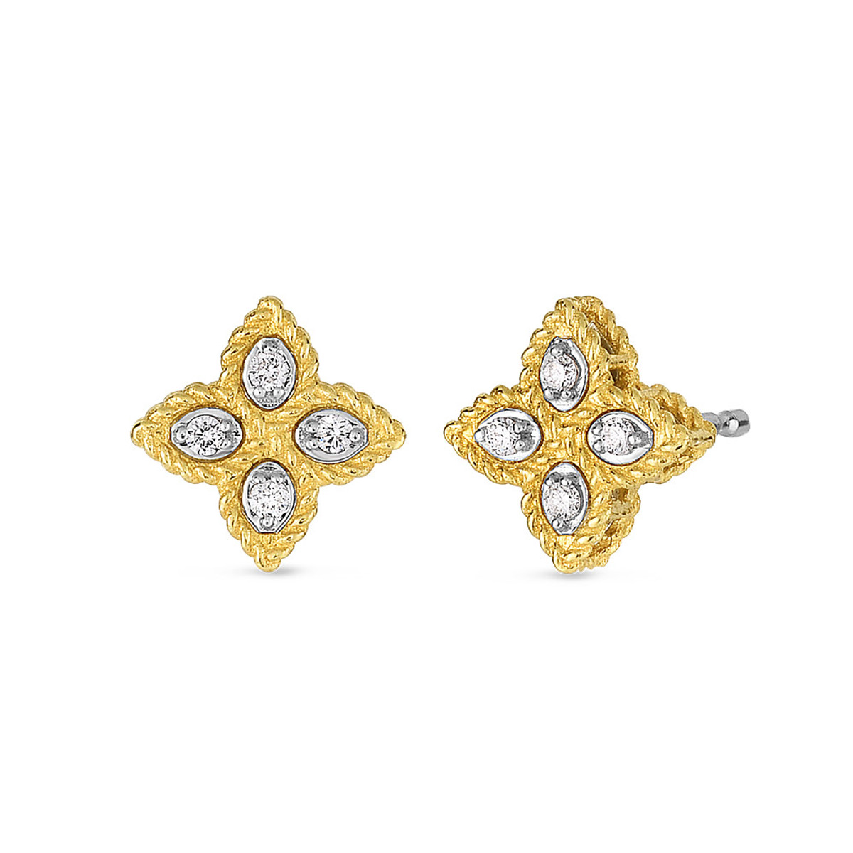 Roberto Coin Princess 18K Yellow Gold & Diamond Small Flower Stud Earrings-DEQTF1583