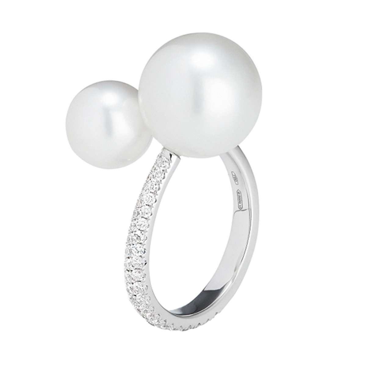 Alessandra Dona 18K White Gold, Pearl & Diamond Crossover Ring Product Image