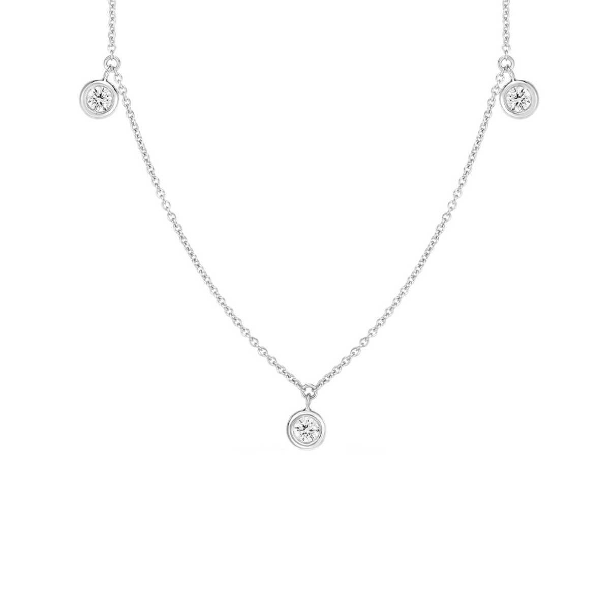 Roberto Coin 18K White Gold & Diamond 3 Station Dangle Necklace-DNKFY7668