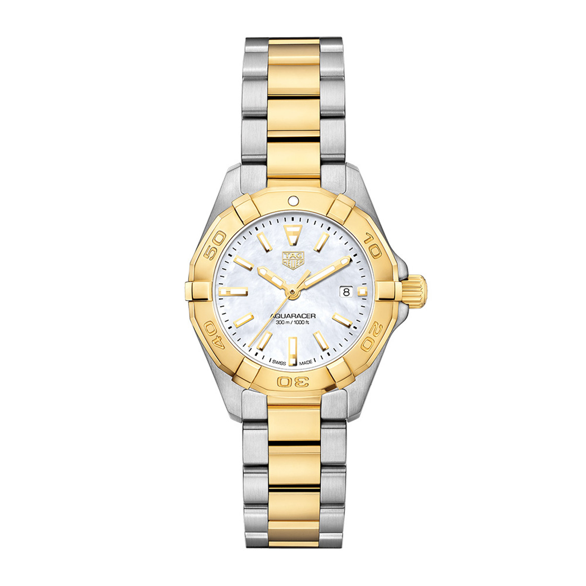 TAG Heuer Aquaracer 300M Stainless Steel & 18KT Yellow Gold 27MM Mother-Of-Pearl Dial Watch Product Image