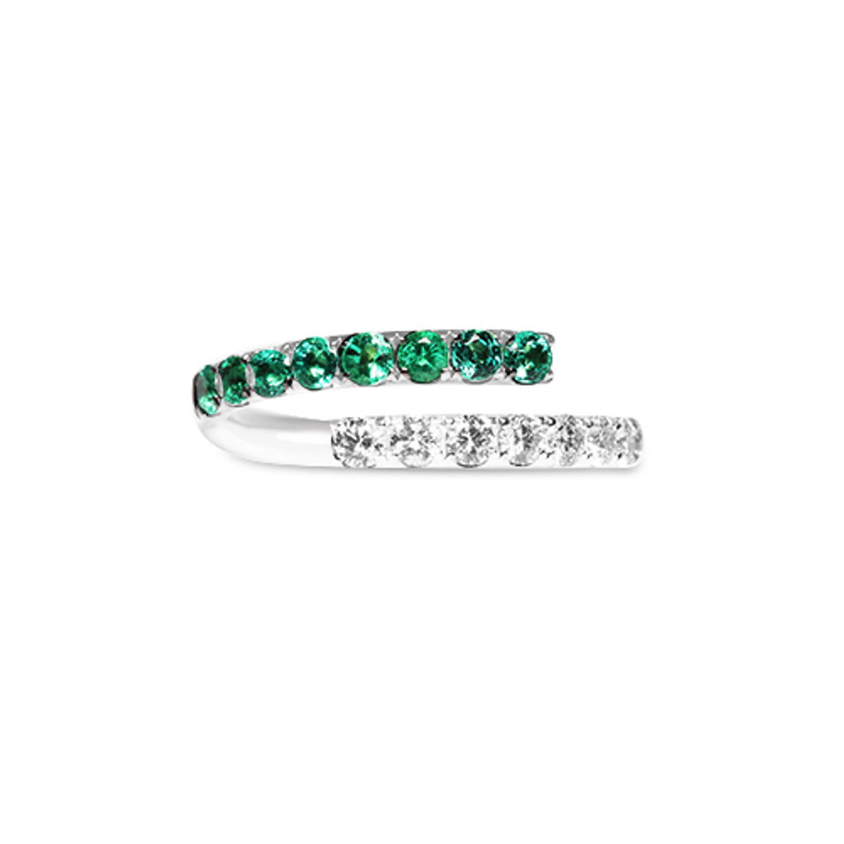 Hyde Park Collection 18K White Gold Diamond and Emerald Ring-DANVE00025 Product Image