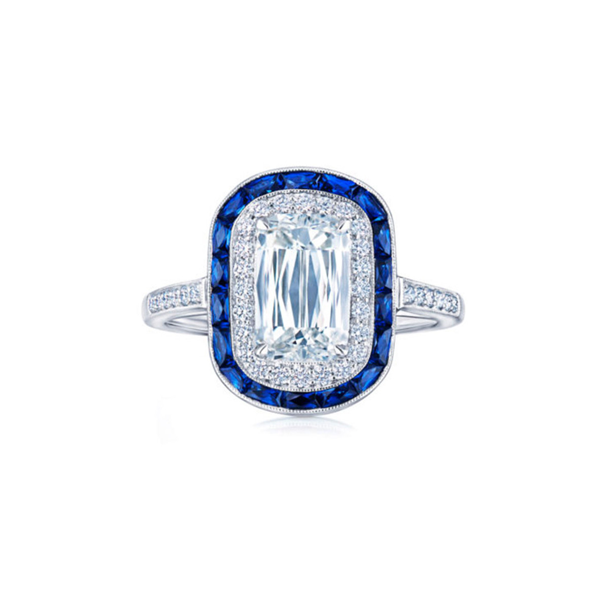 Kwiat ASHOKA® Diamond and Calibre Sapphire Halo Ring-DSCTF1344