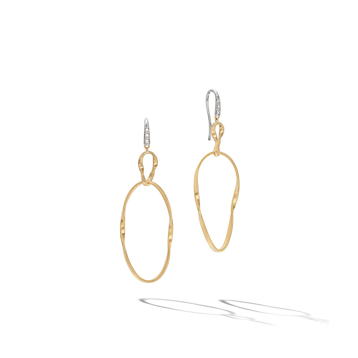Marco Bicego 18K Yellow and White Gold Marrakech Onde Collection Diamond Double Drop Hook Earring-25262 Product Image
