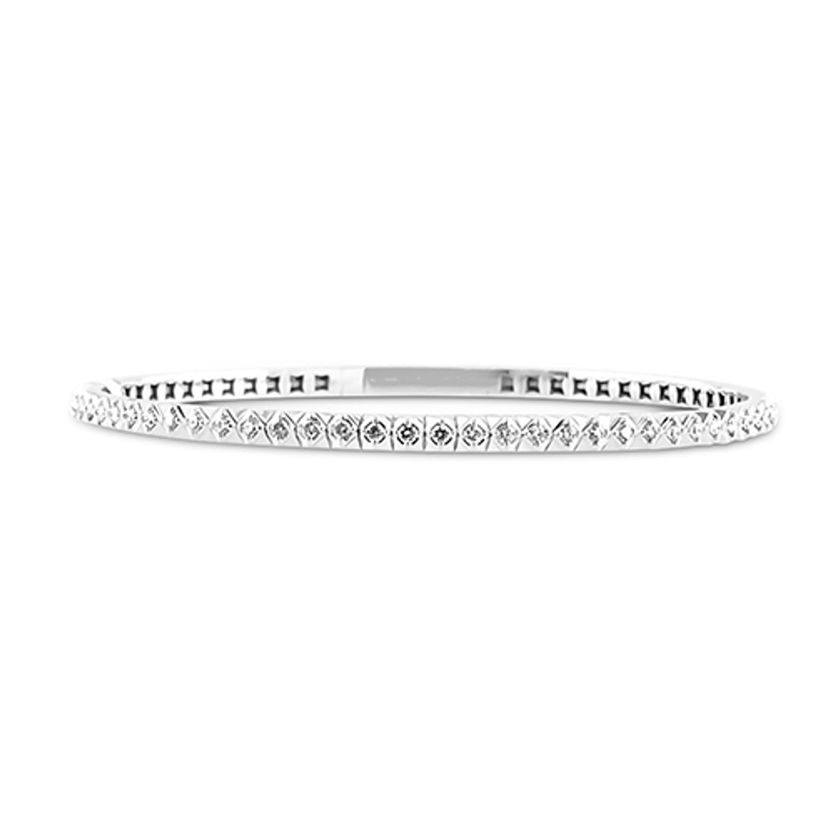 Hyde Park Collection 14K White Gold Bezel Bangle  Diamond Bracelet-25585 Product Image