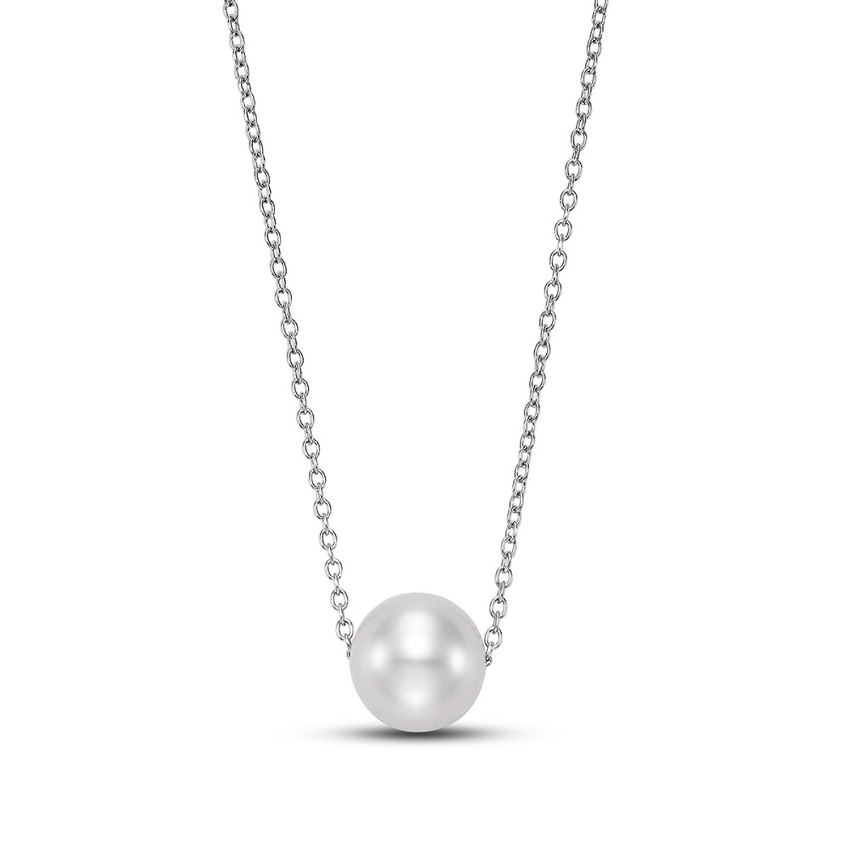 Hyde Park 14K White Gold Pearl Pendant. Solitaire-25826