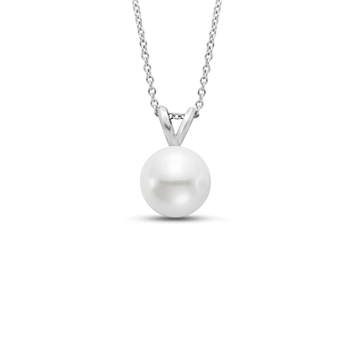 Hyde Park 18K White Gold Pearl Pendant. 6-6.5MM. A Grade Akoya Pearl.-25799 Product Image