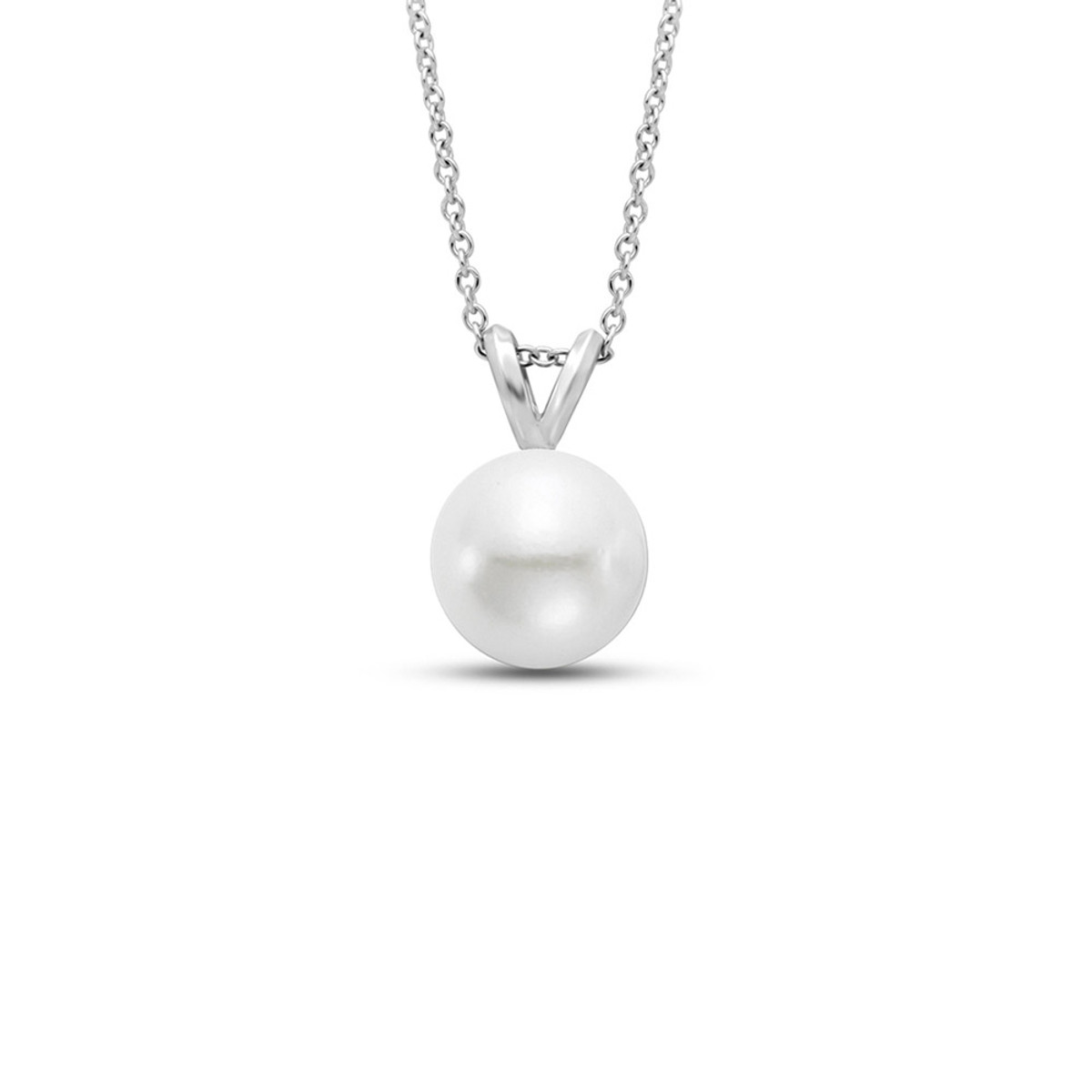 Hyde Park 18K White Gold Pearl Pendant. 6-6.5MM. A Grade Akoya Pearl.-25799