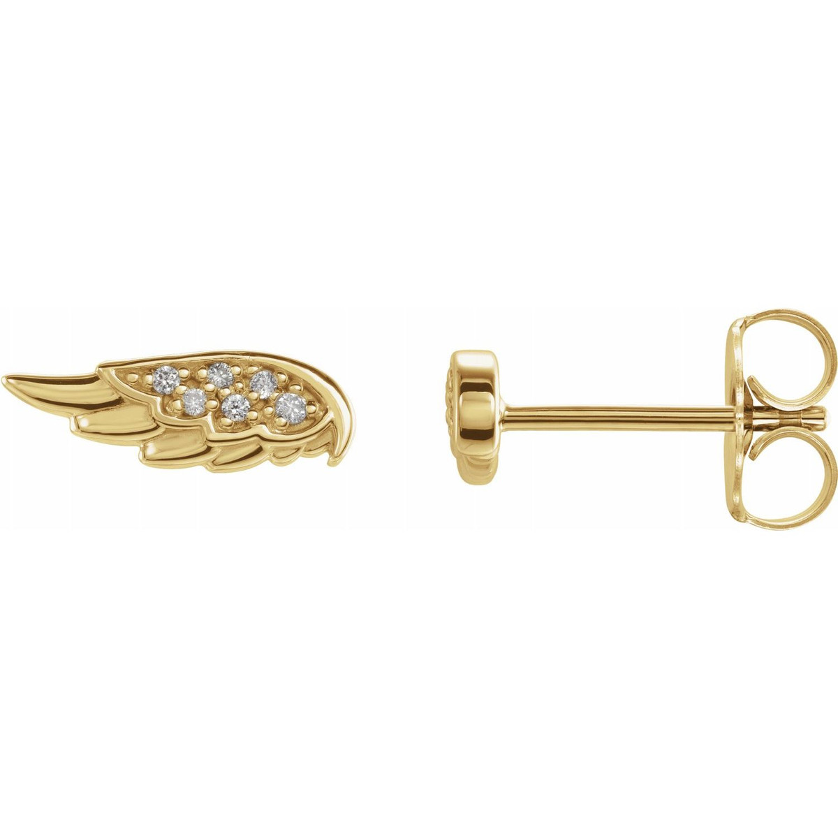 Hyde Park Collection 14K Yellow Gold Angel Wing Diamond Earrings-26031 Product Image
