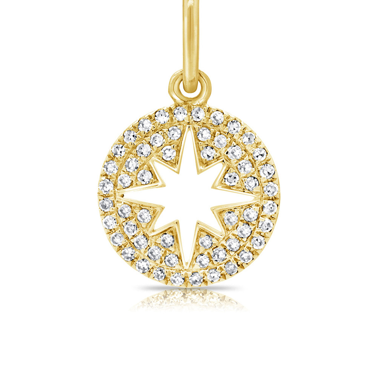 Hyde Park 14KT Yellow Gold Pave Starburst Cut put Disc Charm-26213