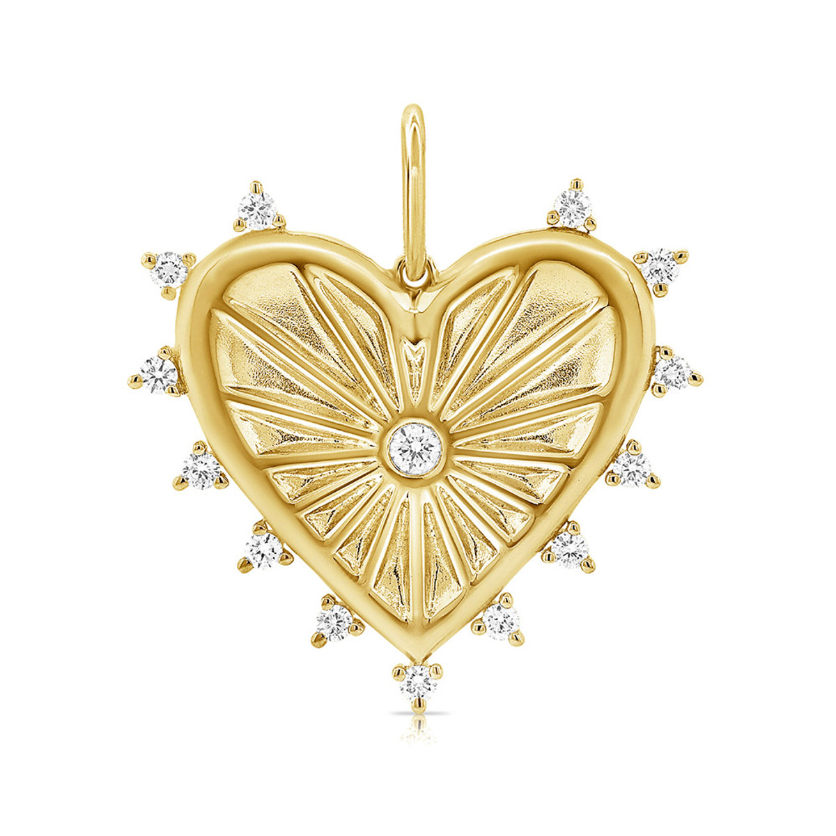 Hyde Park 14KT Yellow Gold Large Fluted Heart Charm-26243