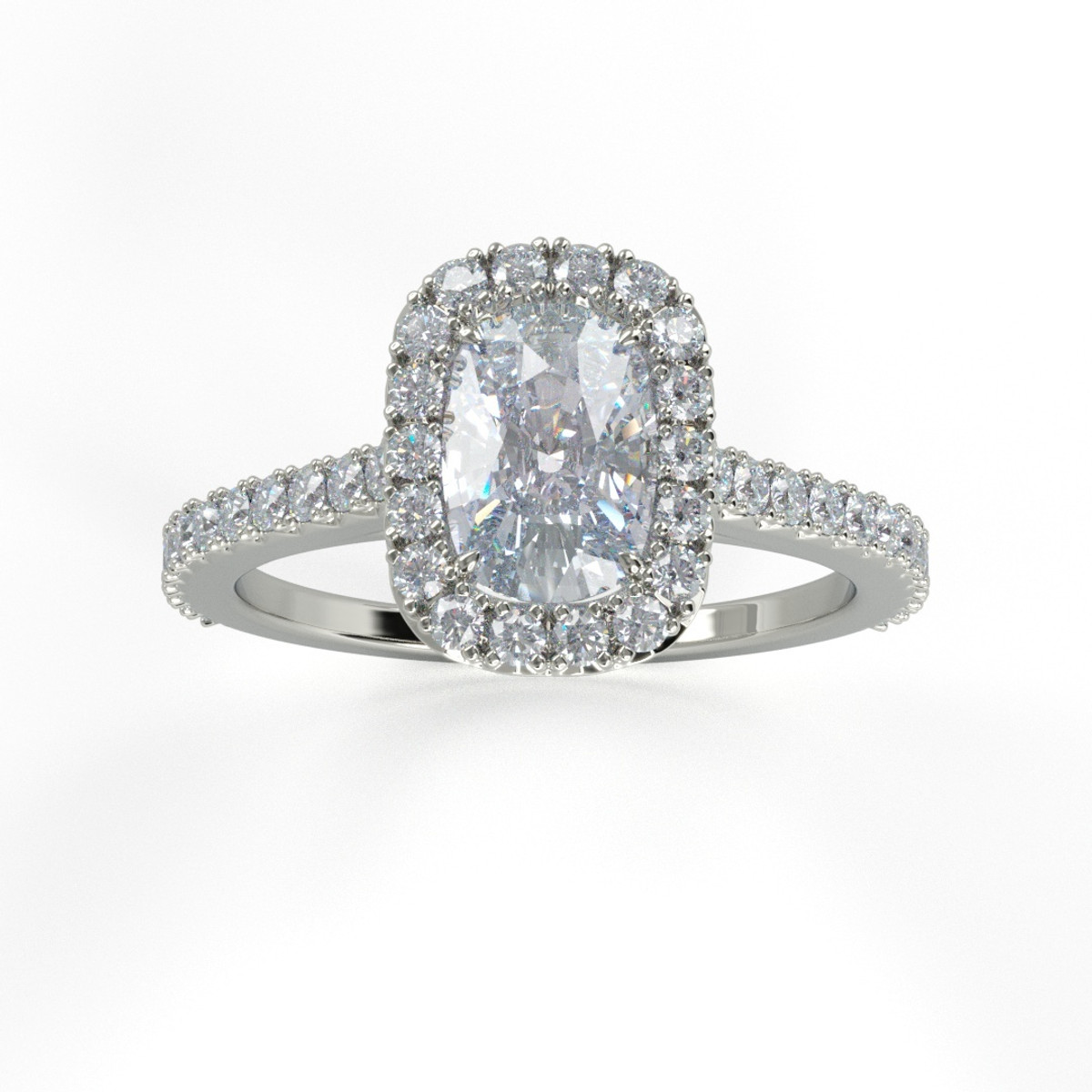 Kwiat Setting Ashoka Diamond Engagement Ring with a Thin Pave Diamond Halo Product Image
