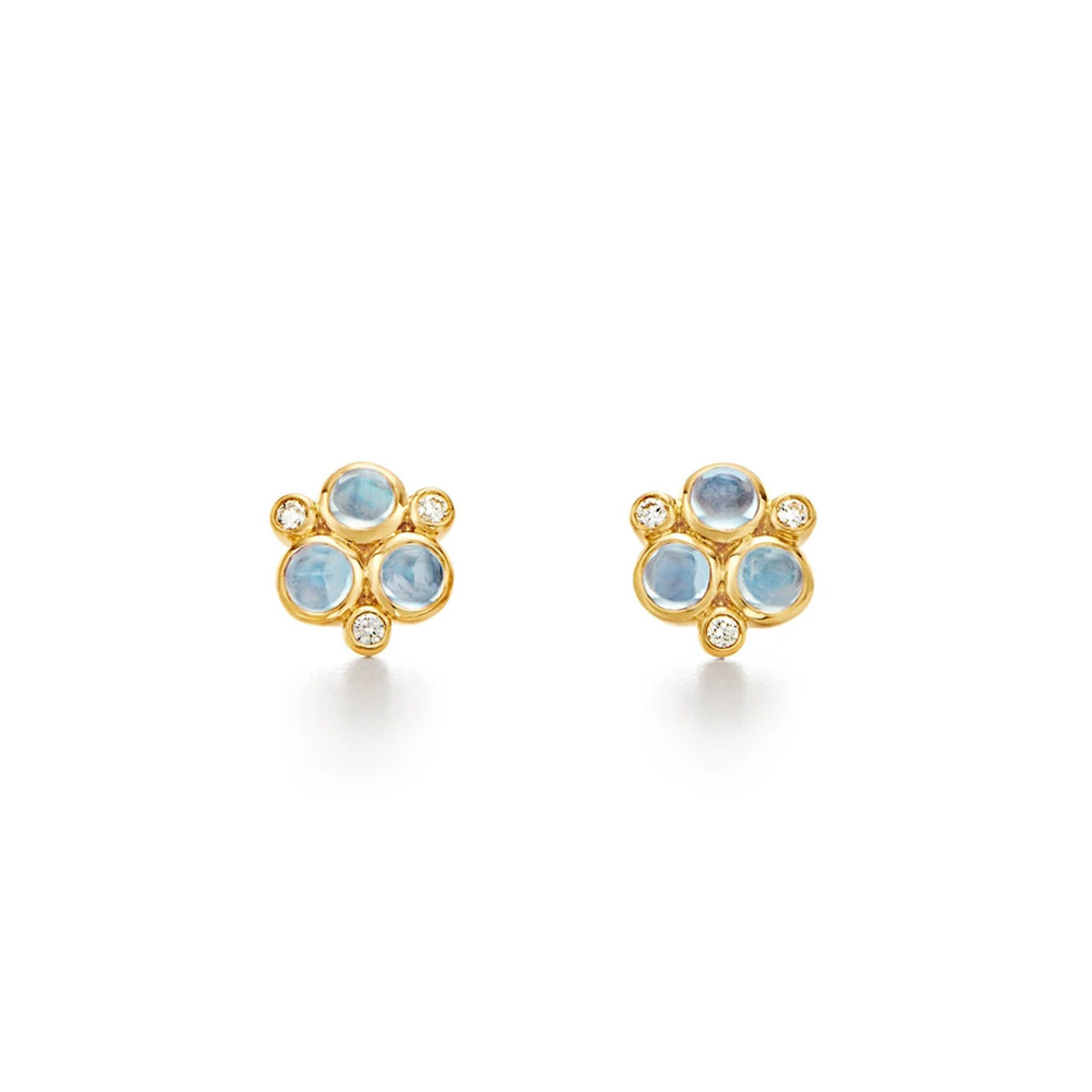 Temple St. Clair 18K Yellow Gold Classic Trio Blue Moonstone Diamond Earrings-27107