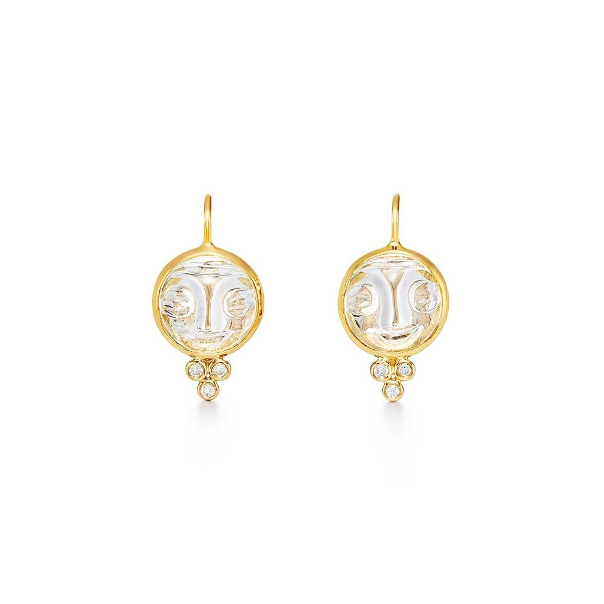 Temple St. Clair 18K Yellow Gold Moonface Rock Crystal Earrings-27136