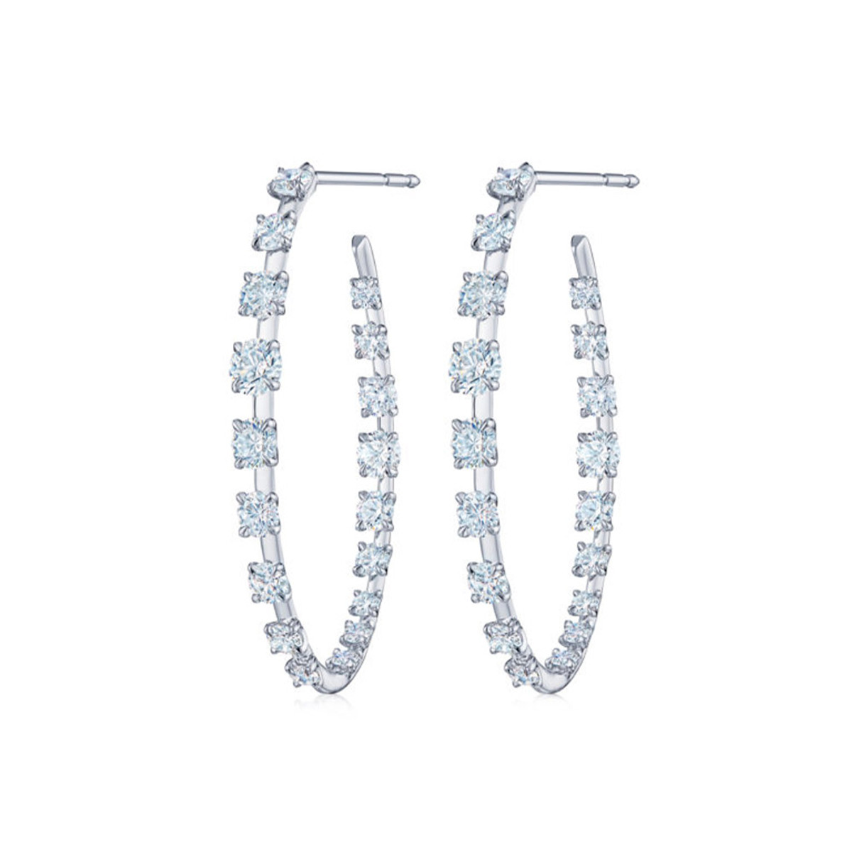 Kwiat 18K White Gold Starry Night Hoop Earrings-27431 Product Image