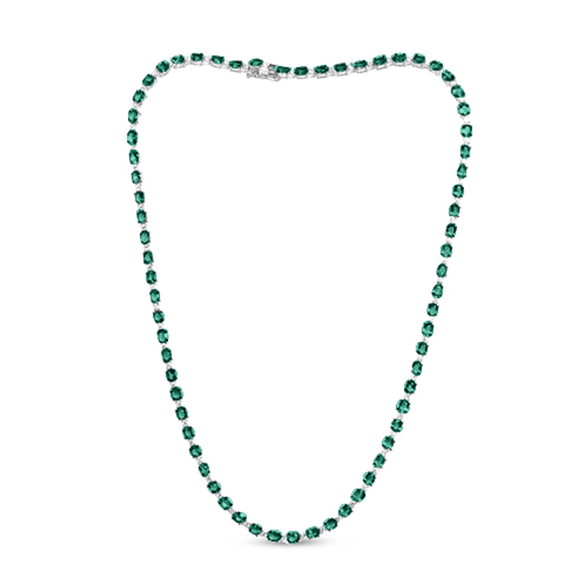 Hyde Park Collection 18K White Gold Diamond and Emerald Necklace-27551