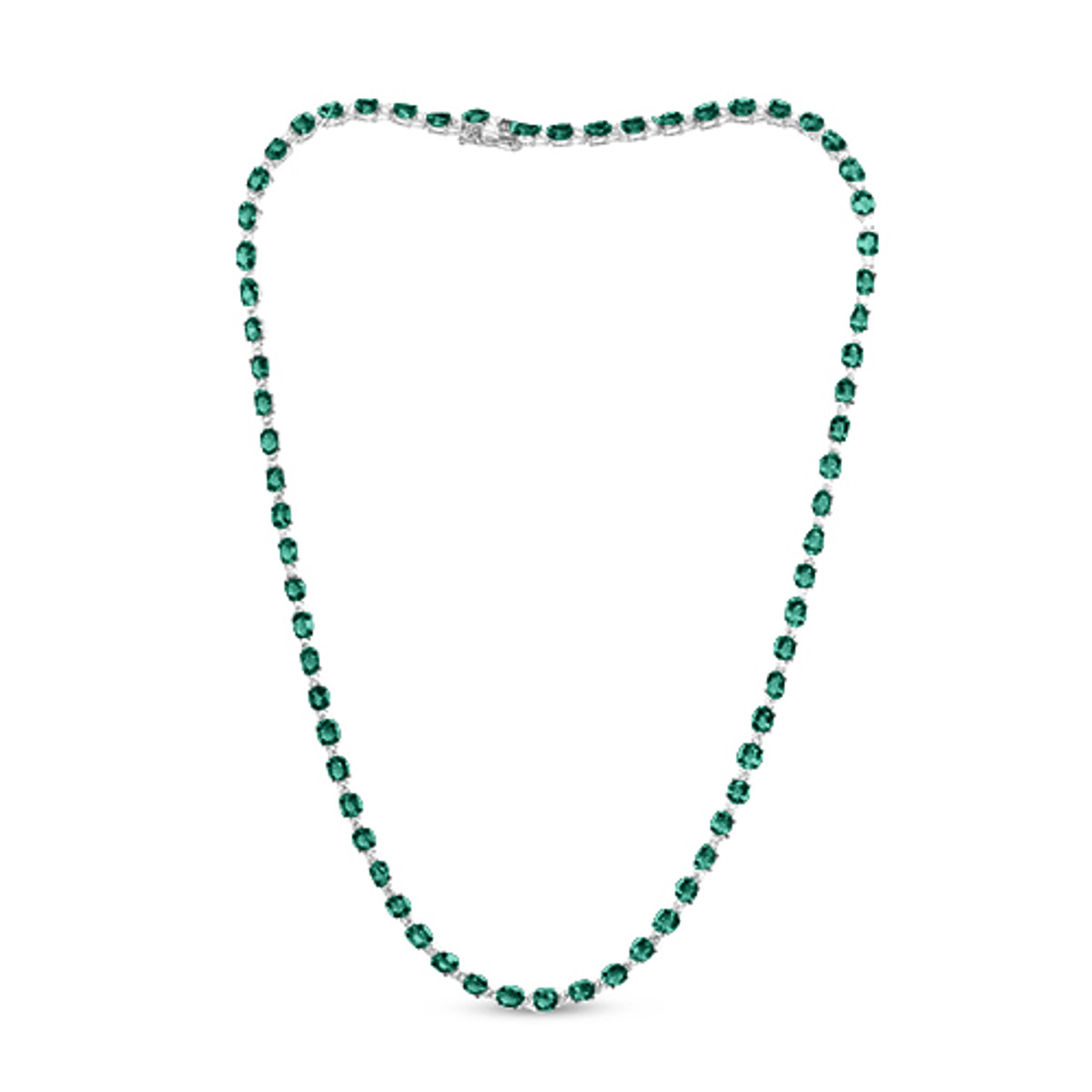 Hyde Park Collection 18K White Gold Diamond and Emerald Necklace-27551 Product Image