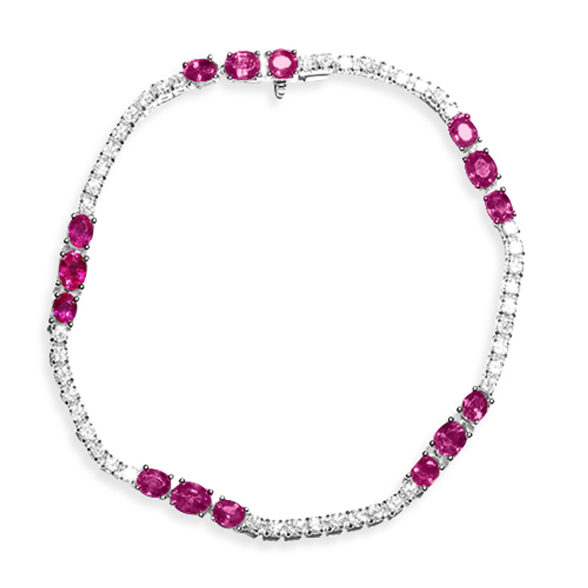 Hyde Park Collection 18K White Gold Oval Diamond and Ruby Bracelet-28056