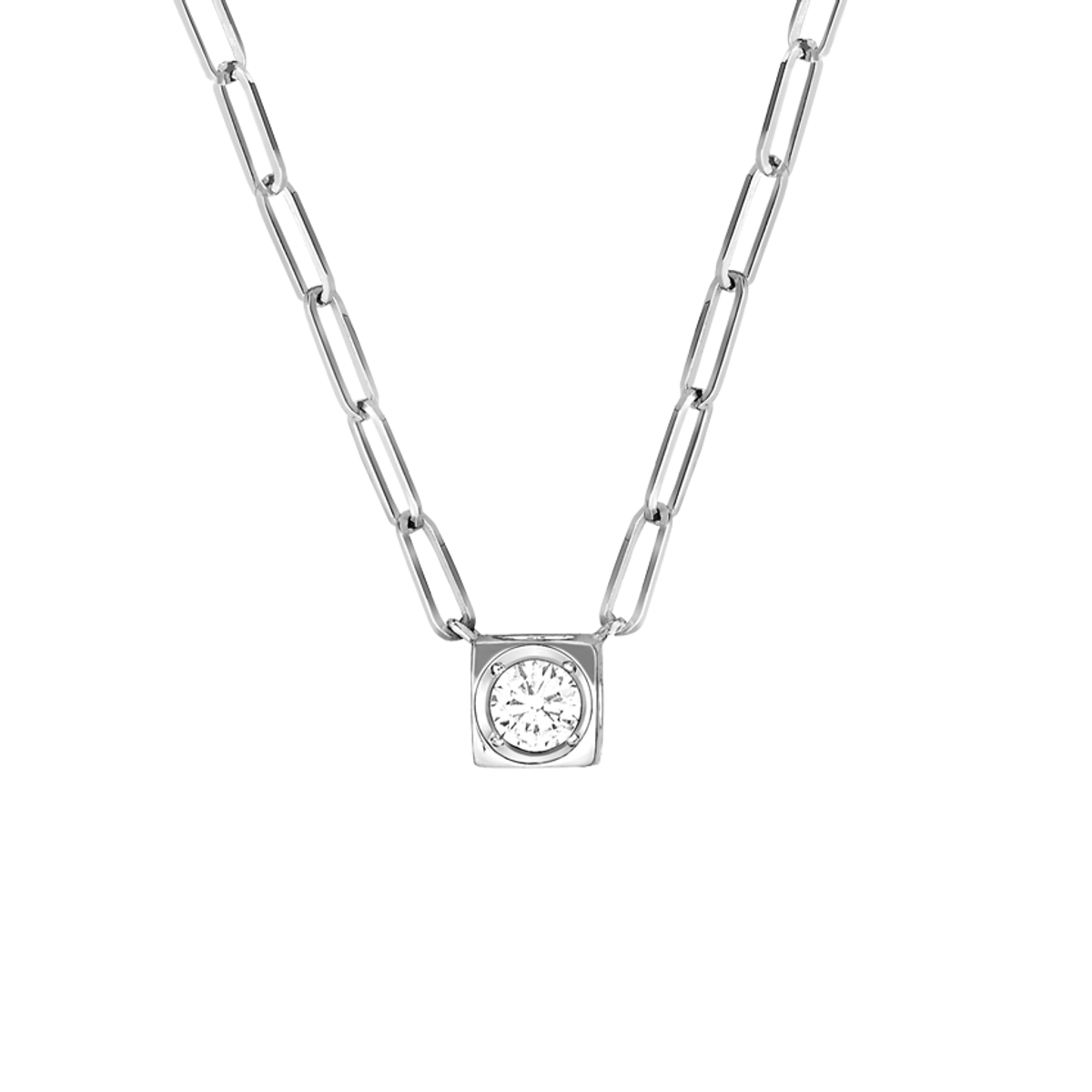 Dinh Van Le Cube 18K White Gold & Diamond Necklace-29117
