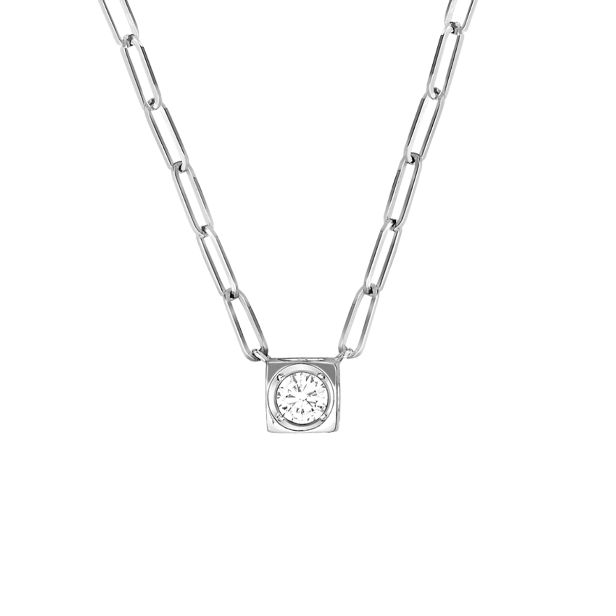 Dinh Van Le Cube 18K White Gold & Diamond Necklace-29117 Product Image