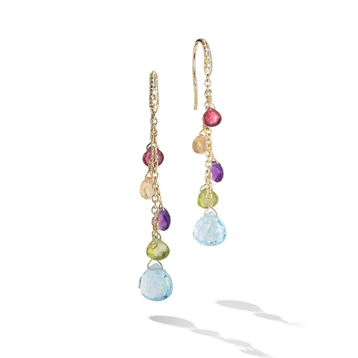 Marco Bicego 18K Yellow Gold Paradise Diamond & Mixed Gemstone Medium Drop Earrings-30044